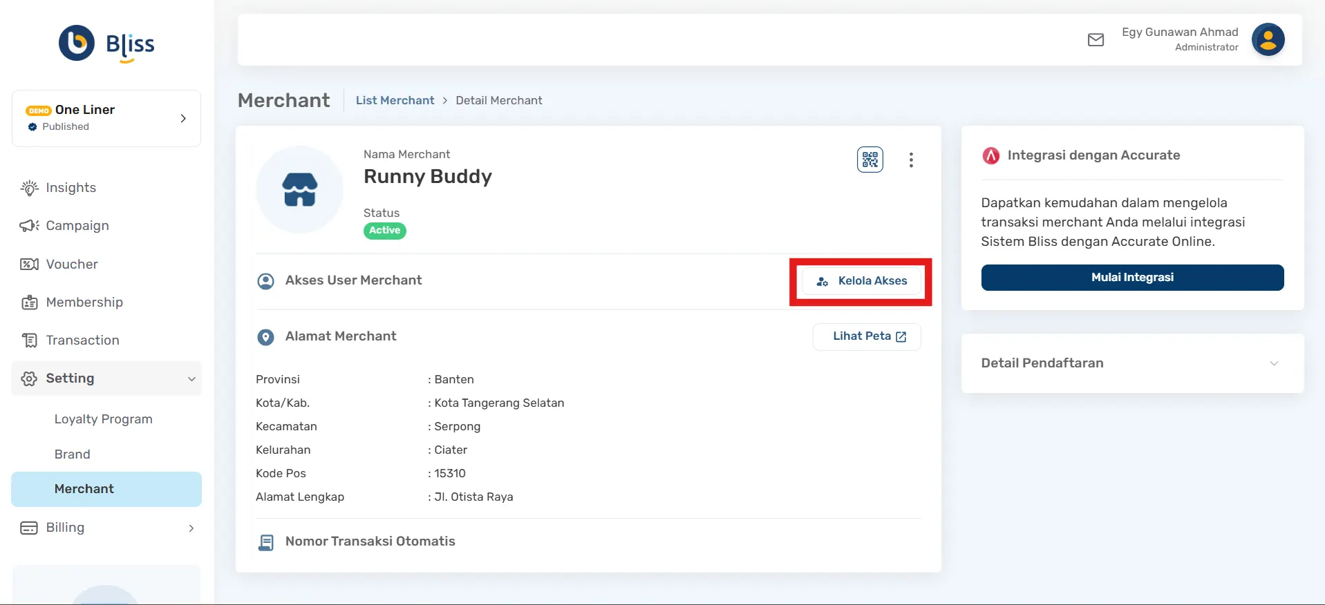 pilih kelola akses untuk menambahkan akses baru